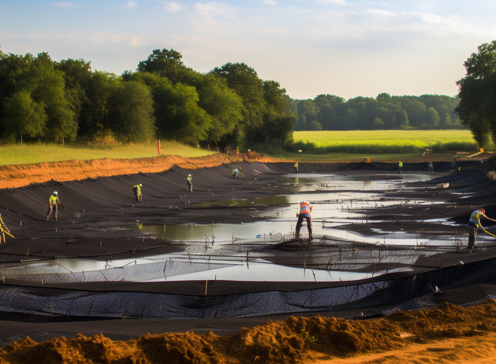 zbiorniki z ułożoną folią